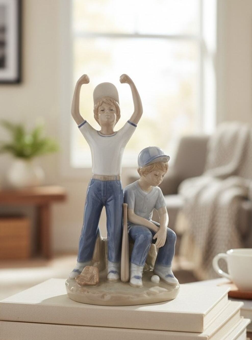 Vintage 1989 Paul Sebastian Home Run Baseball Winner Loser Figurine 9" Porcelain